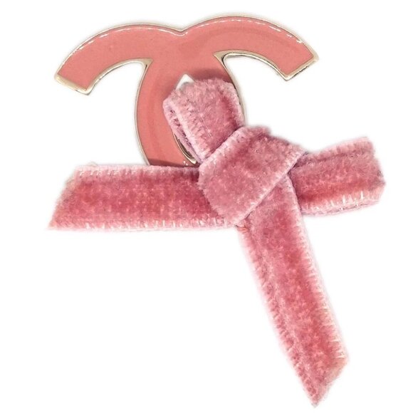 Chanel CC Bow Brooch Pin Pink 07C 176133 - Picture 1 of 4